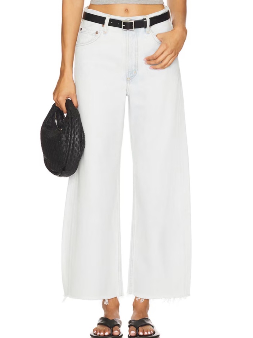 Sz26 AGOLDE NWOT Low Curve Fray Wide Leg White Jeans